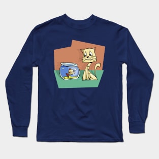 Cat and Goldfish Friends Long Sleeve T-Shirt